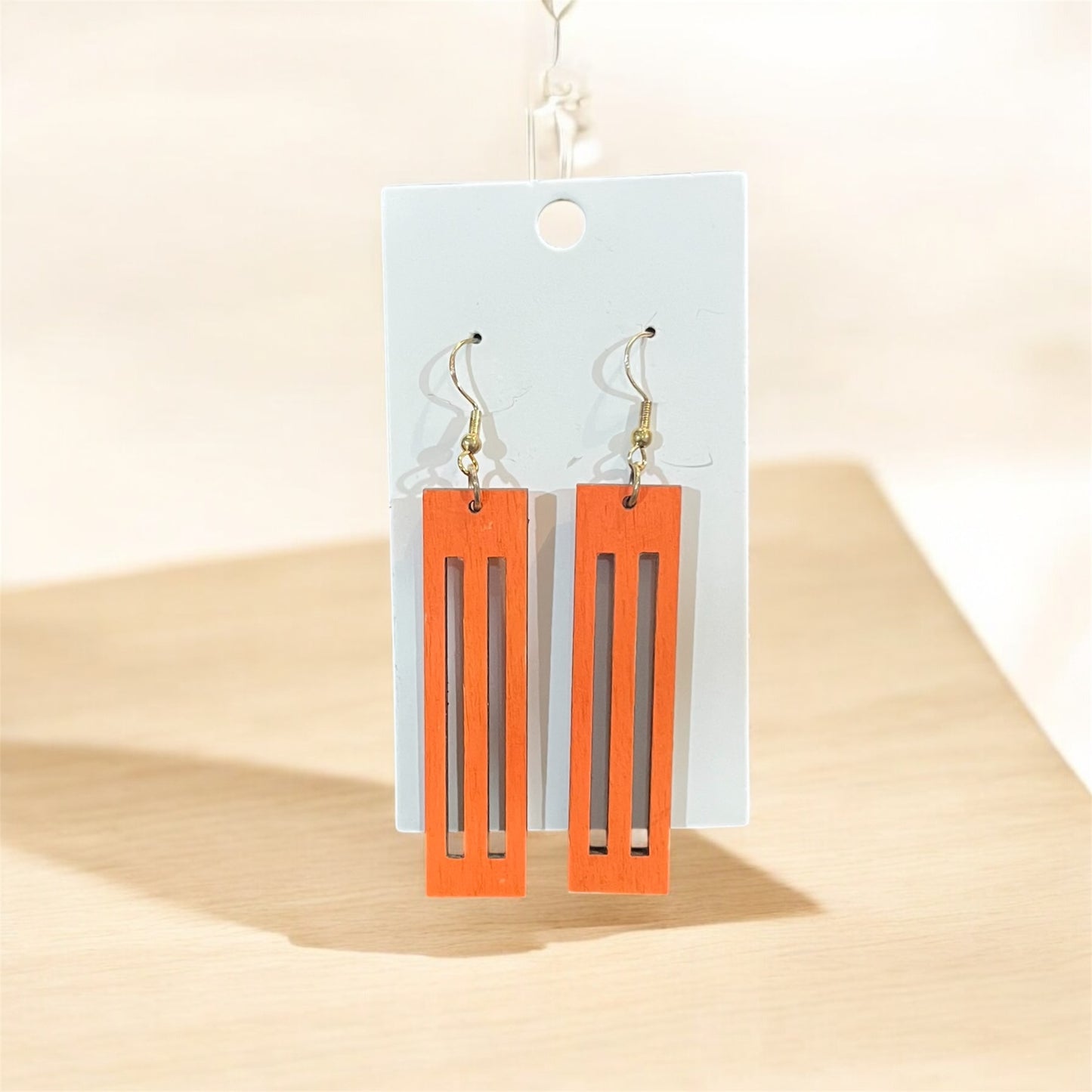 Orange Bar Cutout Earrings