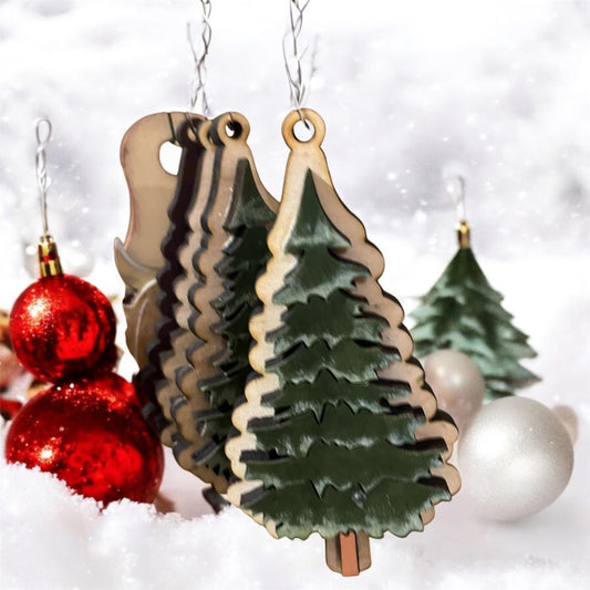 Layered Evergreen Tree Ornament - Rustic Wood Christmas Tree Decor