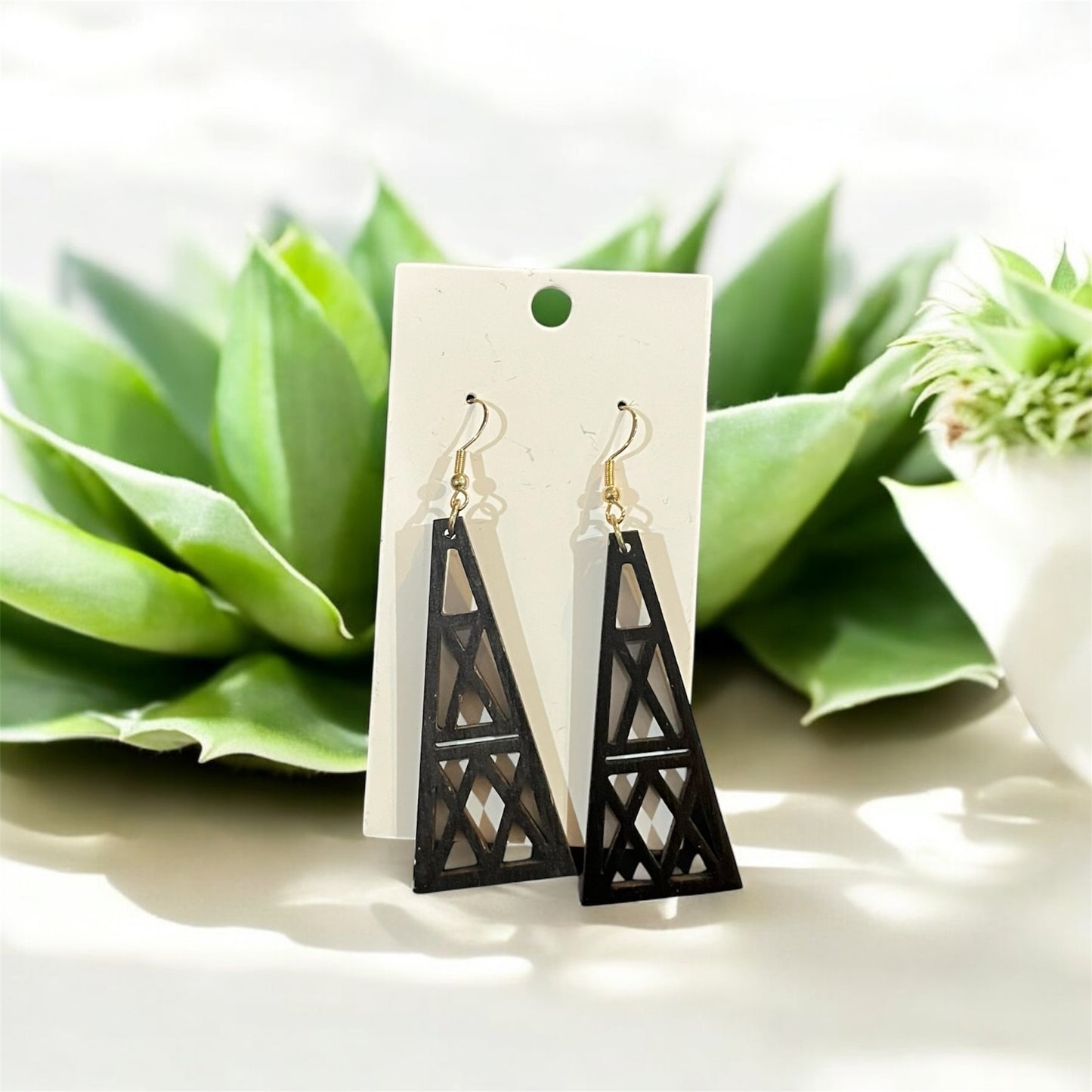 Modern Black Tower Earrings