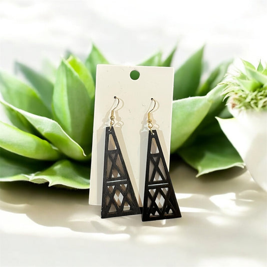 Modern Black Tower Earrings