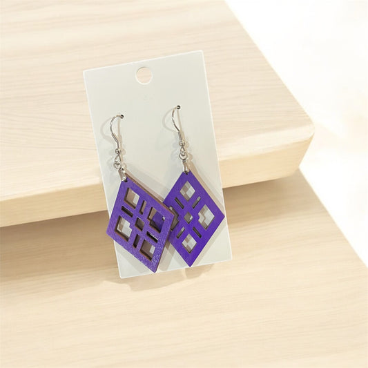 Purple Diamond Grid Earrings