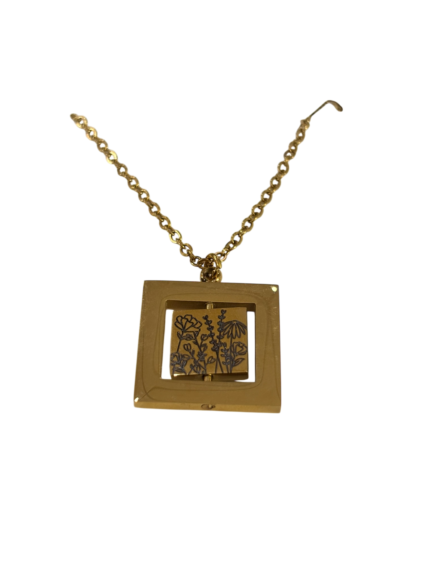 Rotating Square Necklace | Silver or 14k Gold