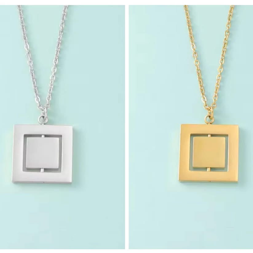Rotating Square Necklace | Silver or 14k Gold