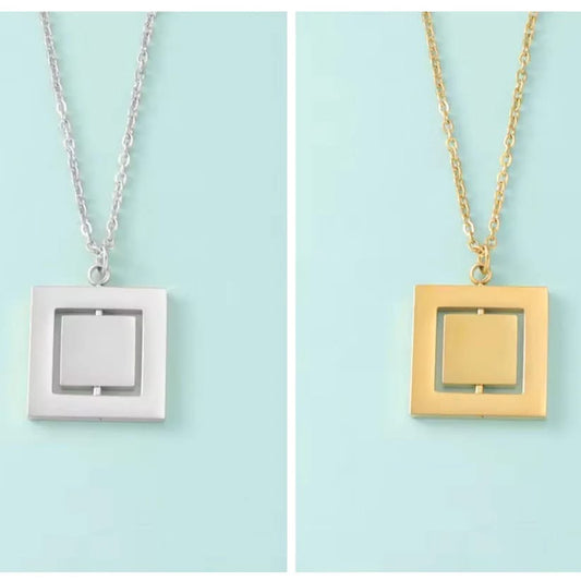 Rotating Square Necklace | Silver or 14k Gold