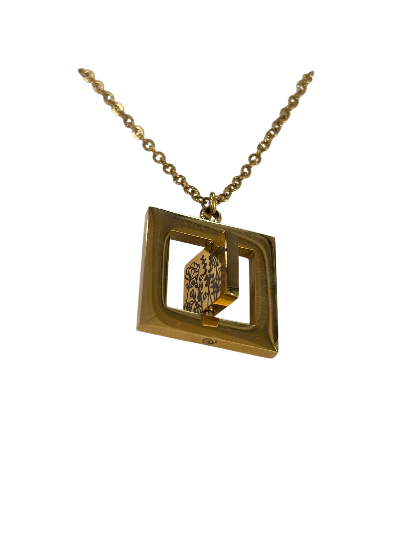Rotating Square Necklace | Silver or 14k Gold