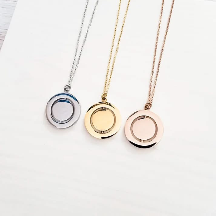 Rotating Circle Necklace | Silver, Gold, or Rose Gold | Personalized Jewelry