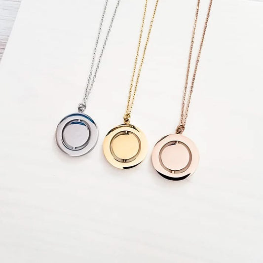 Rotating Circle Necklace | Silver, Gold, or Rose Gold | Personalized Jewelry