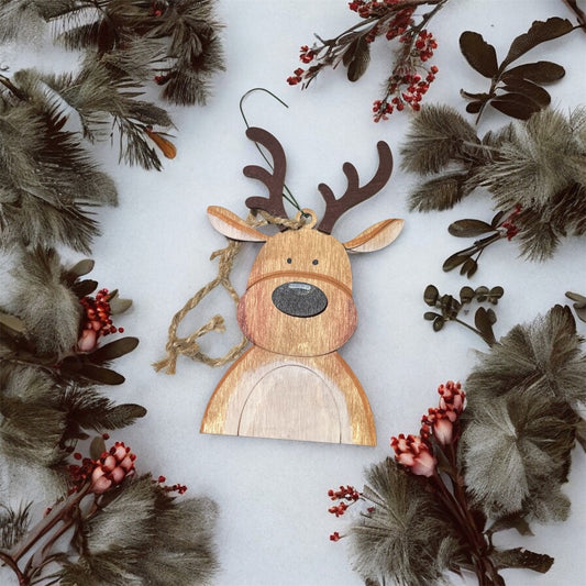 Reindeer Ornament - Rustic Wood Christmas Decor