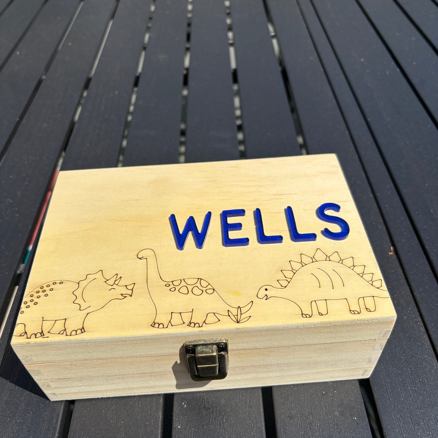 Personalized Memory Keepsake Box, Wildflower, Dinosaur, Custom