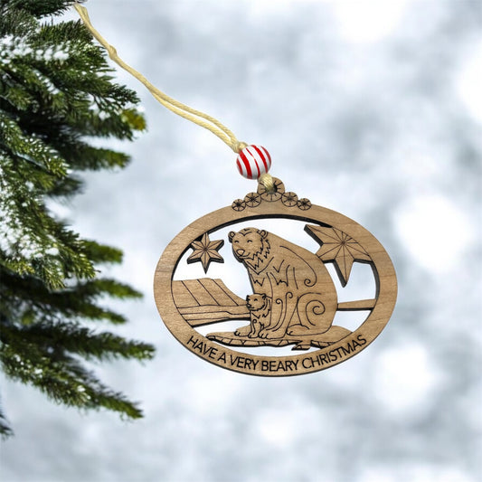 Have a Very Beary Christmas Ornament - Laser Cut Wood