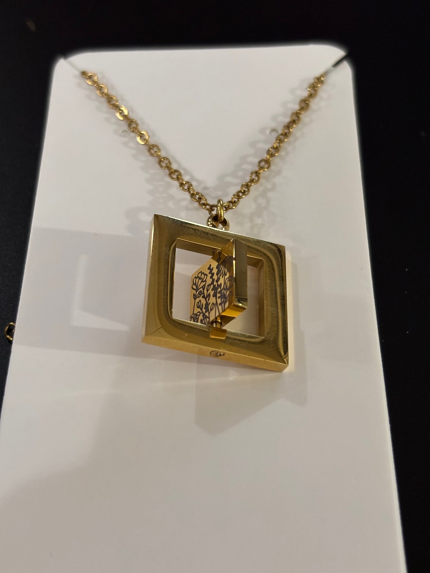 Rotating Square Necklace | Silver or 14k Gold