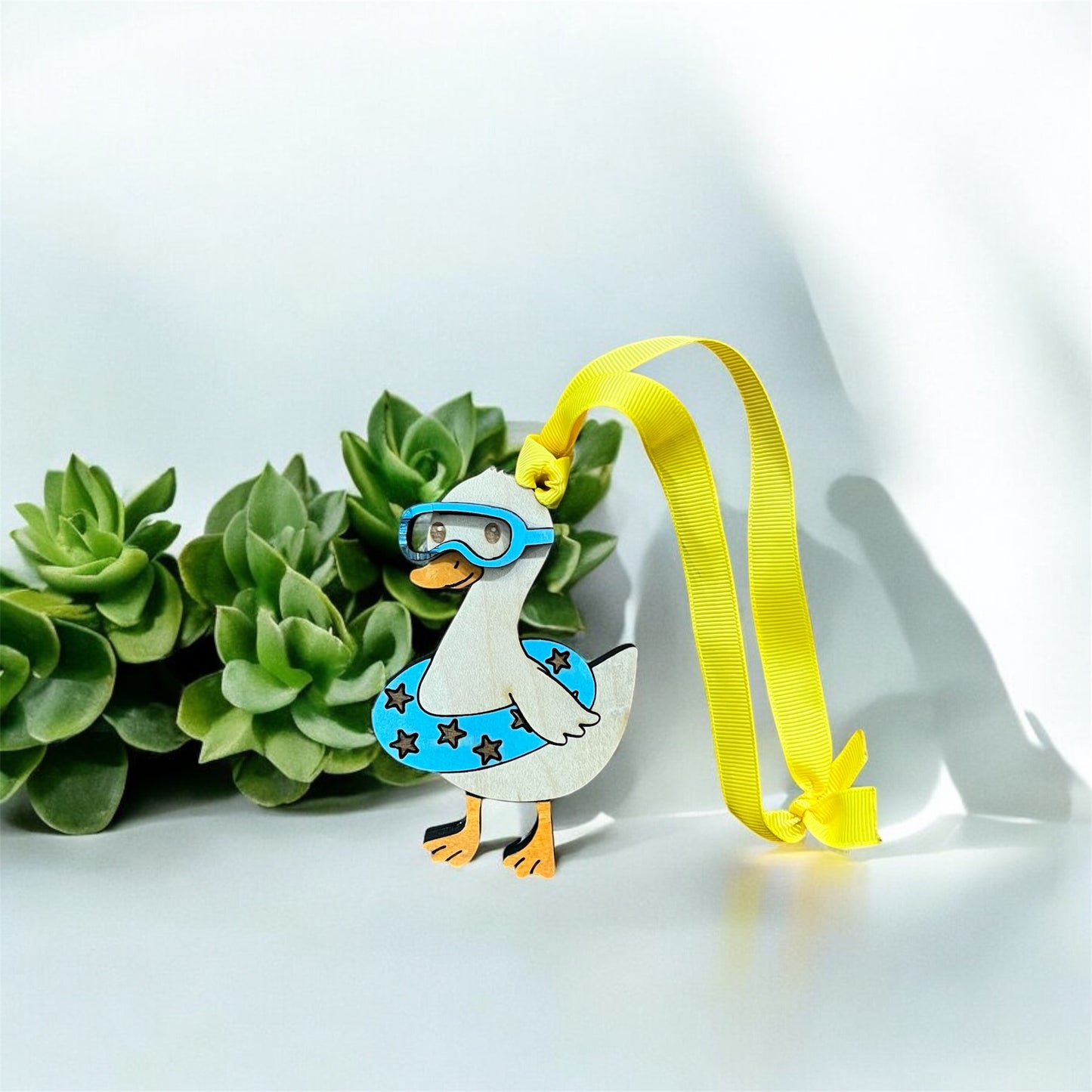 Swim Duck Bag Tag - Summer Pool Float Tag with Ribbon
