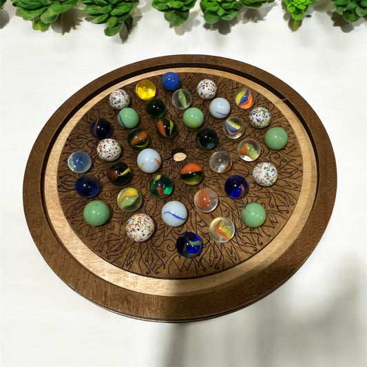 Wooden Marble Solitaire Game - Choice of Two Colors
