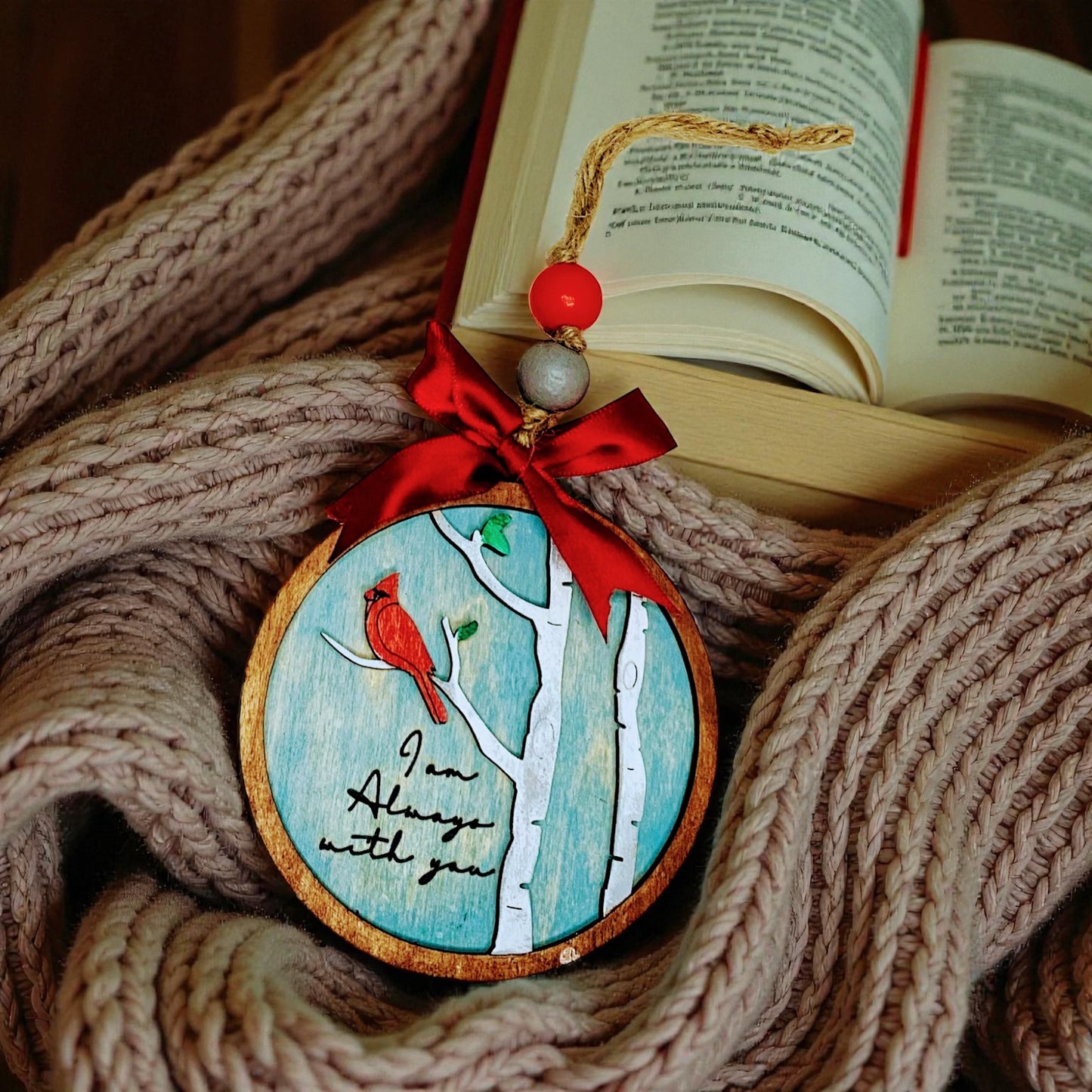 Cardinal Memorial Ornament – “I Am Always With You”
Handcrafted Wood Layered Keepsake