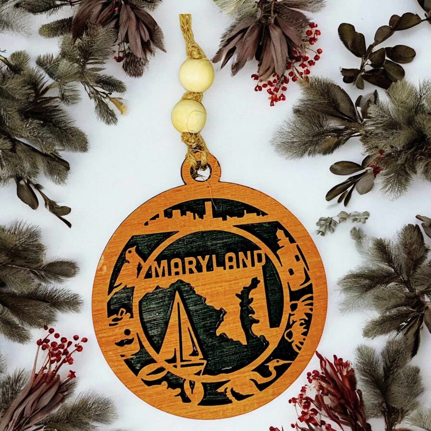 Maryland State Ornament | Laser Cut Wooden Ornament