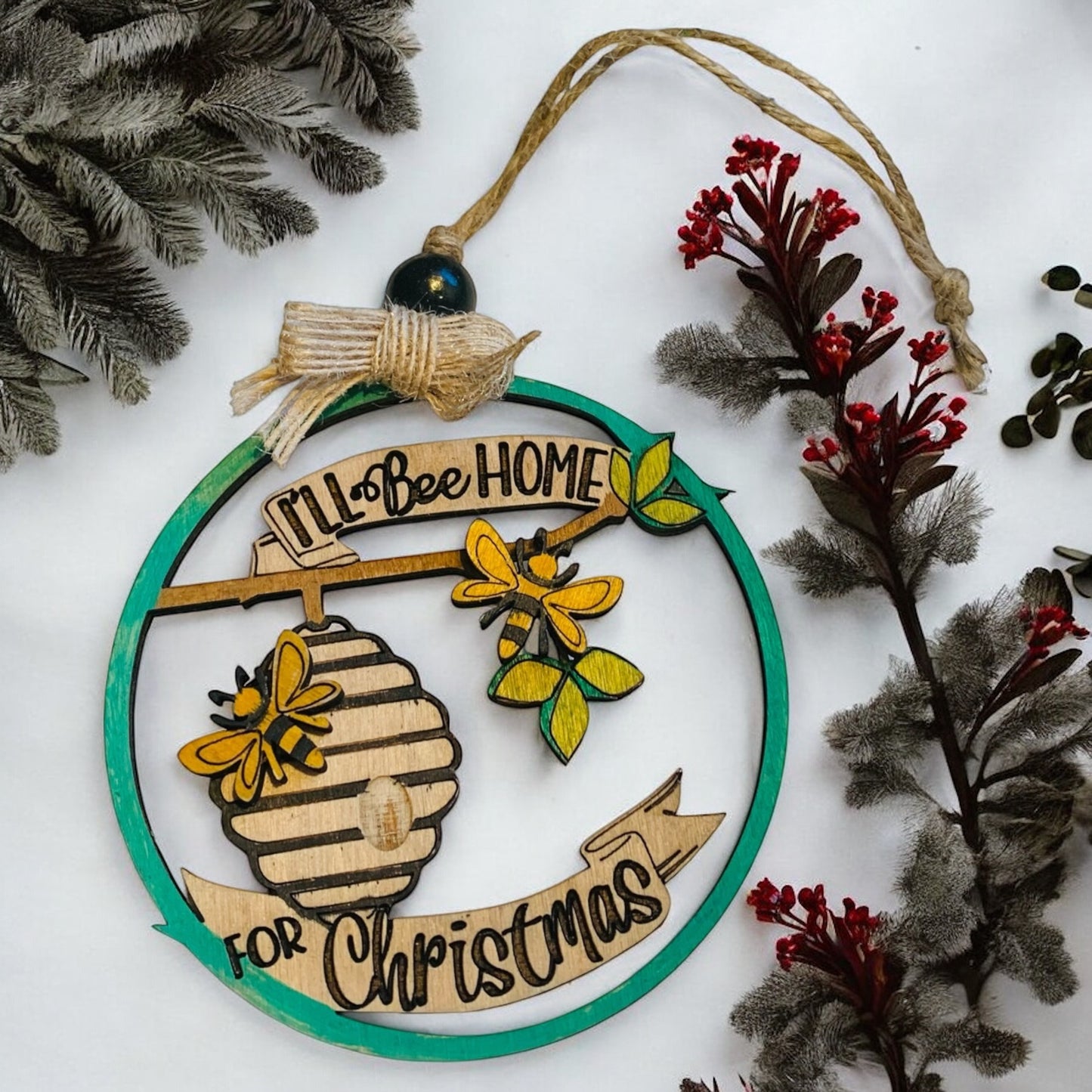 I will Bee Home for Christmas Ornament