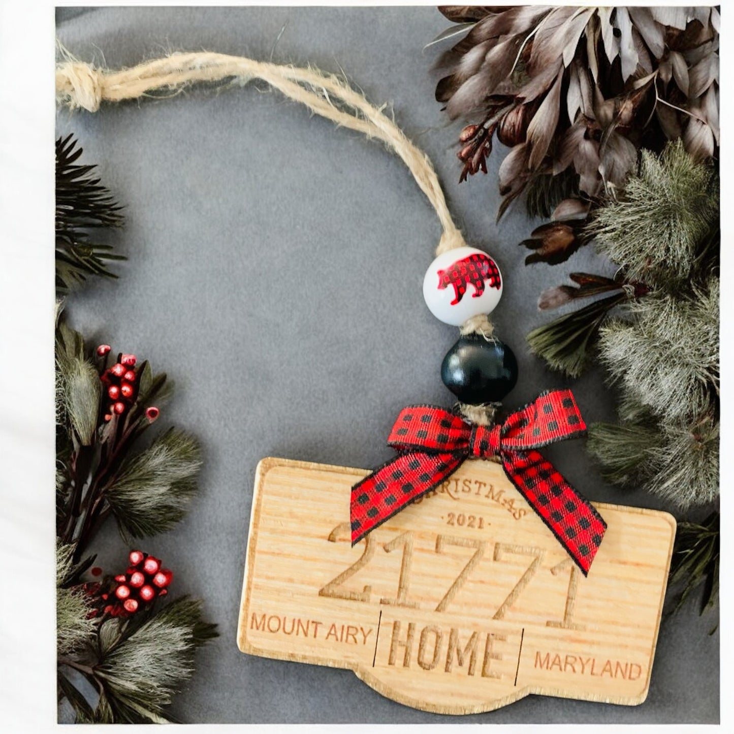 Custom Zip Code Home Ornament – Personalized Wood Engraved Keepsake