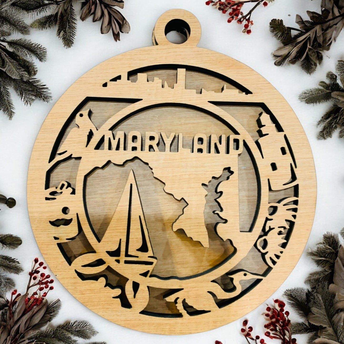 Maryland State Ornament | Laser Cut Wooden Ornament