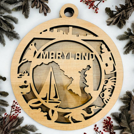 Maryland State Ornament | Laser Cut Wooden Ornament